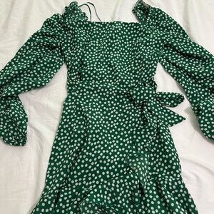 Princess Polly Green and White Ruffled Tiered Sundress